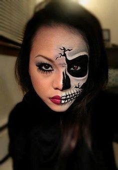 easy-half-face-sugar-skull-makeup-tutorial-56_12 Gemakkelijk half gezicht suikerschedel make-up tutorial