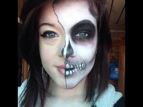 easy-half-face-sugar-skull-makeup-tutorial-56_2 Gemakkelijk half gezicht suikerschedel make-up tutorial