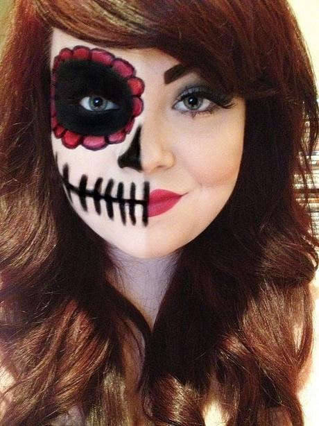 easy-half-face-sugar-skull-makeup-tutorial-56_5 Gemakkelijk half gezicht suikerschedel make-up tutorial