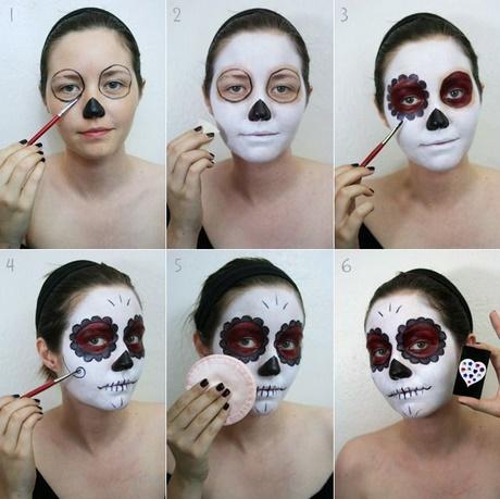 easy-half-face-sugar-skull-makeup-tutorial-56_7 Gemakkelijk half gezicht suikerschedel make-up tutorial