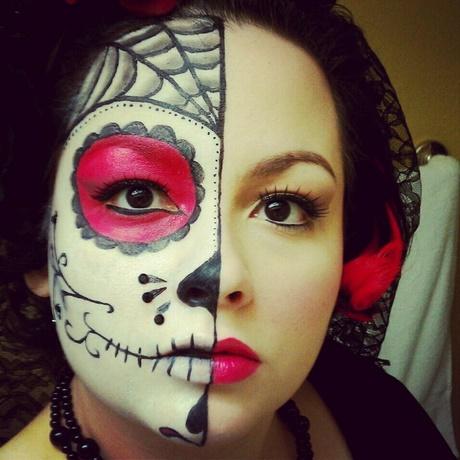 easy-half-face-sugar-skull-makeup-tutorial-56_9 Gemakkelijk half gezicht suikerschedel make-up tutorial