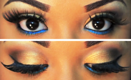 gold-and-blue-makeup-tutorial-12 Les goud en blauwe make-up