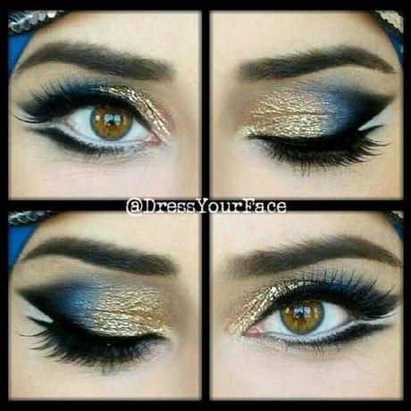 gold-and-blue-makeup-tutorial-12_8 Les goud en blauwe make-up