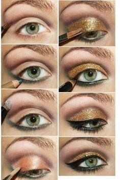 gold-glitter-makeup-tutorial-82_9 Gold glitter make-up les