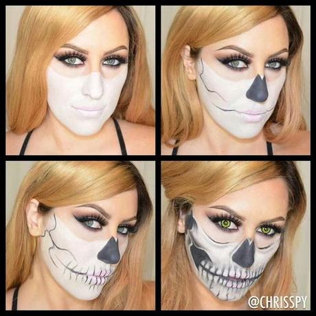 half-face-skeleton-makeup-step-by-step-32_3 Half gezichtskelet, stap voor stap.
