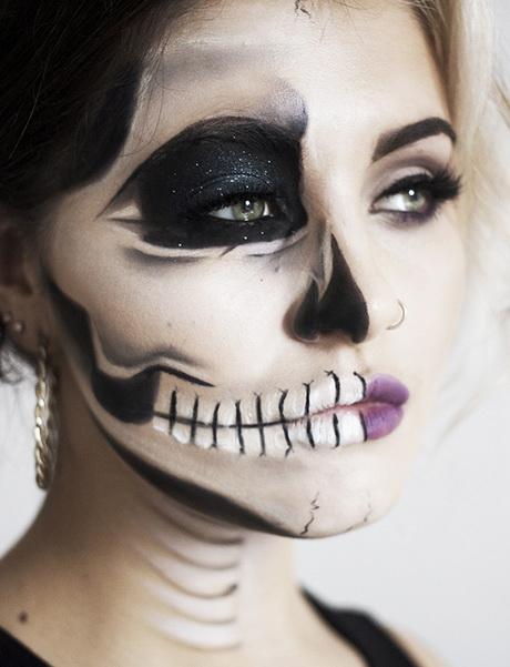half-face-skeleton-makeup-step-by-step-32_7 Half gezichtskelet, stap voor stap.