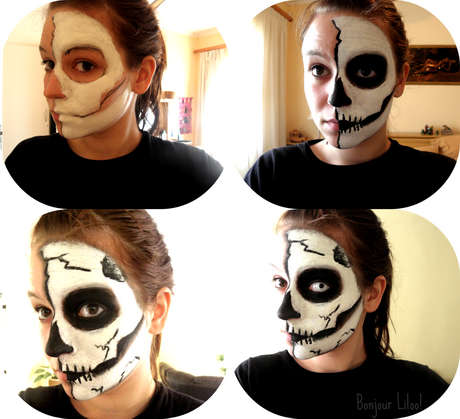 half-skull-makeup-tutorial-step-by-step-32 Half skull make-up les stap voor stap