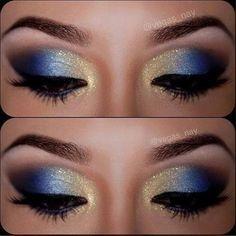 Royal blue and gold make-up tutorial