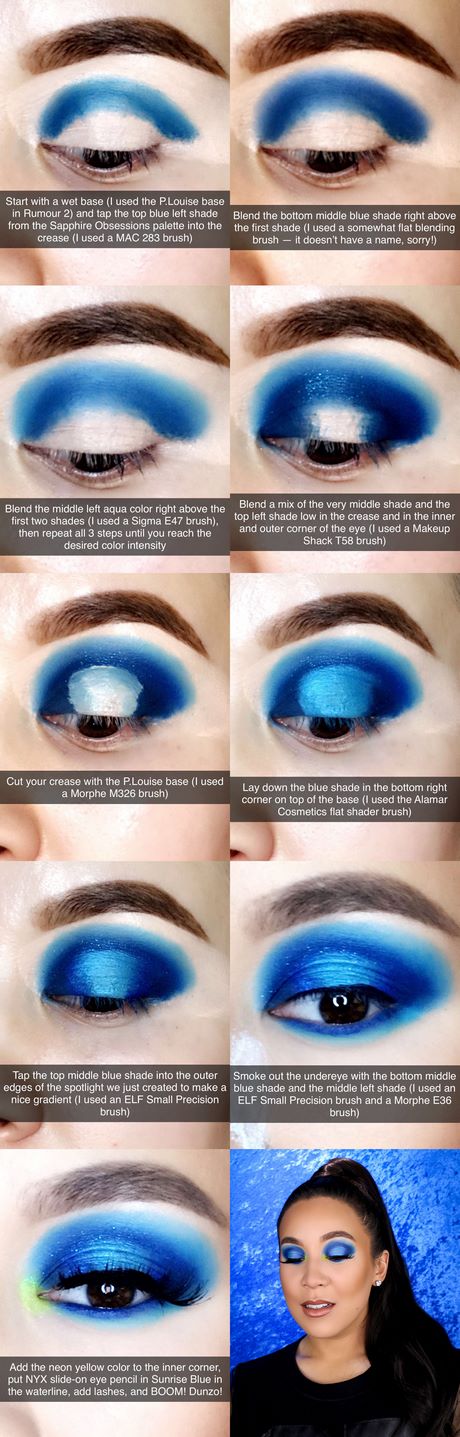 Blauwe oogschaduw make-up tutorial