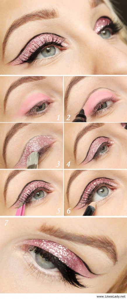 blue-glitter-eye-makeup-tutorial-16_18 Blauwe glitter oog make-up tutorial