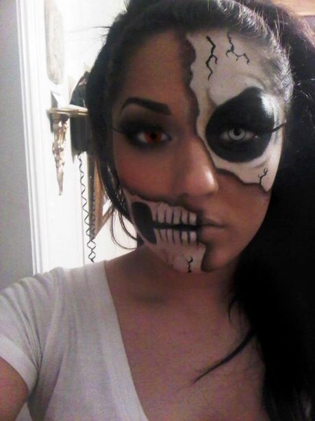 easy-half-face-skeleton-makeup-tutorial-22 Gemakkelijk half gezicht skelet make-up tutorial