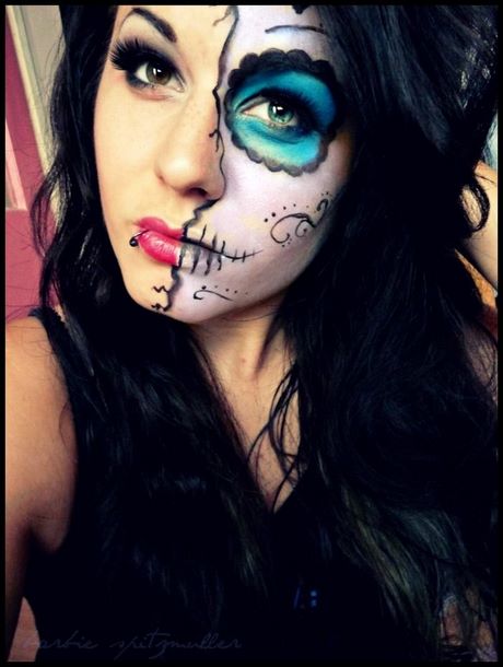 easy-half-skeleton-face-makeup-tutorial-23_2 Gemakkelijk half skelet gezicht make-up tutorial