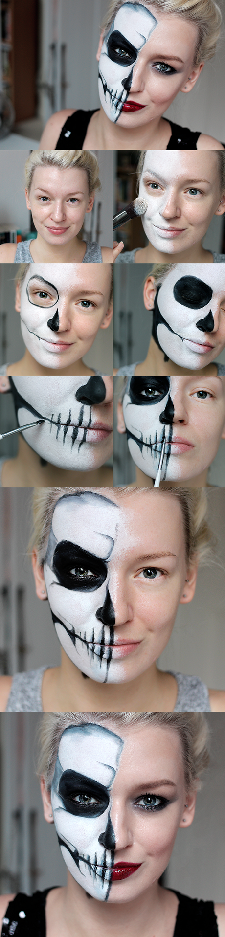 easy-half-skeleton-face-makeup-tutorial-23_2 Gemakkelijk half skelet gezicht make-up tutorial