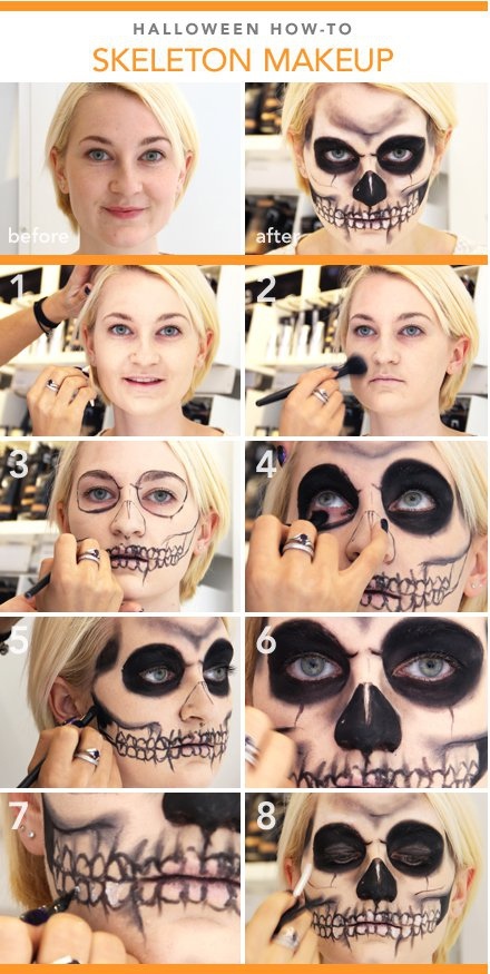 easy-skeleton-makeup-tutorial-half-face-43 Gemakkelijk skelet make-up tutorial half gezicht