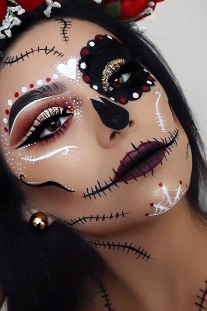 red-and-black-sugar-skull-makeup-tutorial-99_4 Rode en zwarte suiker schedel make-up tutorial