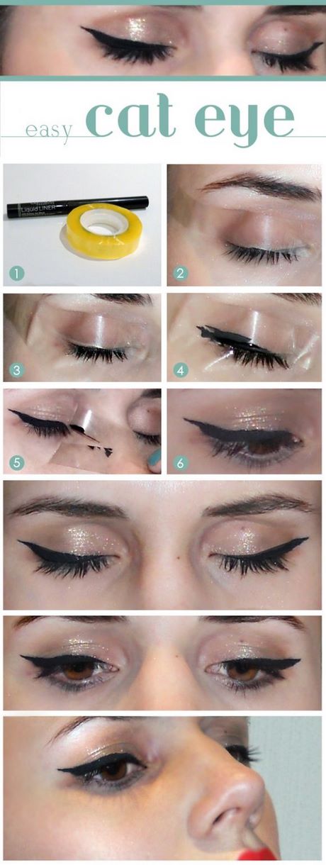cat-eye-makeup-tutorial-with-tape-09_13 Cat eye make-up tutorial met tape