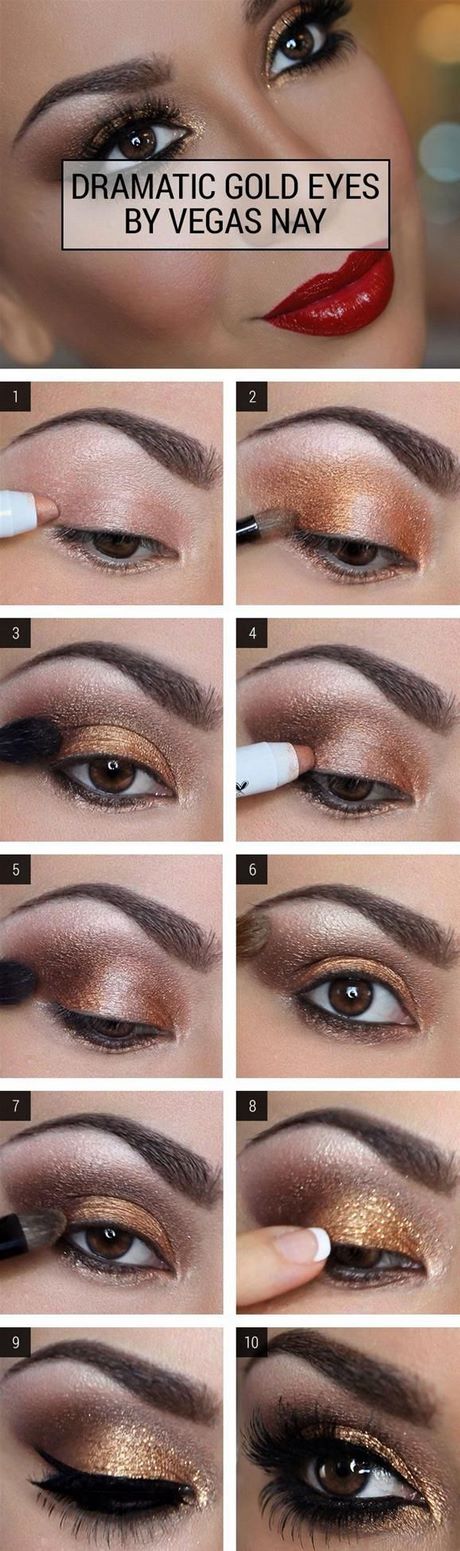 Gouden en bruine oog make-up tutorial