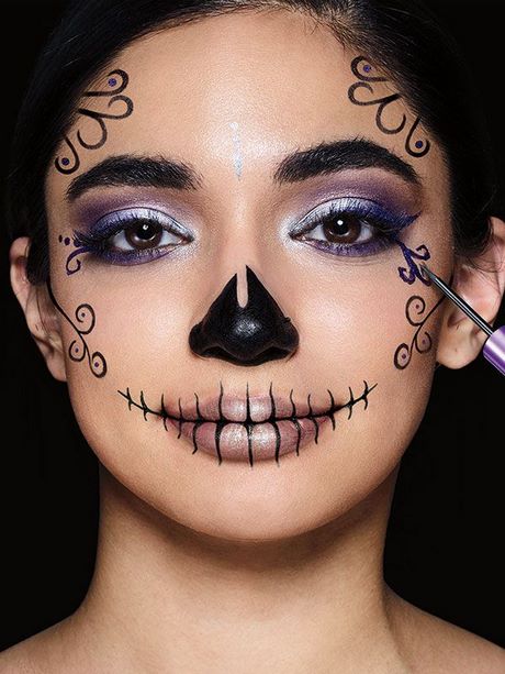easy-half-sugar-skull-makeup-tutorial-11 Gemakkelijk halve suiker schedel make-up tutorial