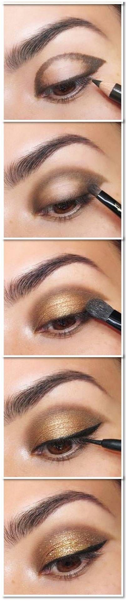 gold-brown-eye-makeup-tutorial-09_13 Gouden bruine oog make-up tutorial