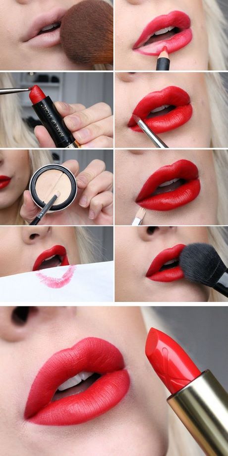 makeup-with-red-lipstick-tutorial-68_17 Make-up met rode lippenstift tutorial
