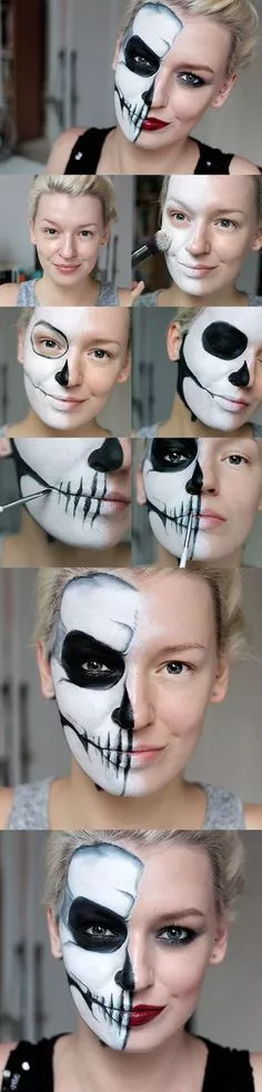 half-skull-bandana-makeup-tutorial-26_3-4 Halve schedel bandana make-up tutorial