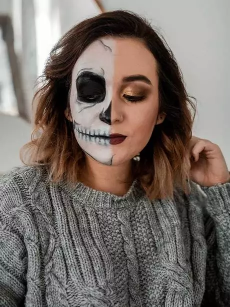 skeleton-makeup-tutorial-half-face-easy-05_4-11 Skelet make-up tutorial half gezicht gemakkelijk