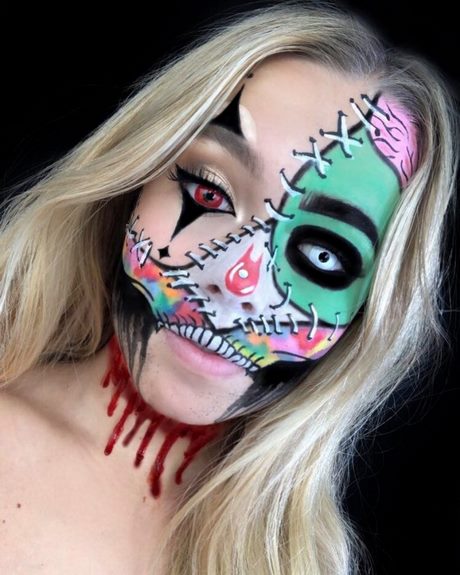 colorful-skeleton-makeup-tutorial-80_13 Kleurrijke skeleton make-up tutorial