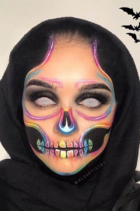 colorful-skeleton-makeup-tutorial-80_14 Kleurrijke skeleton make-up tutorial