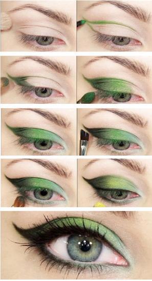 Groene make-up tutorial voor blauwe ogen