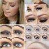 Bruin haar blauwe ogen make-up tutorial