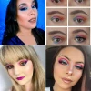 Roze blauwe make-up tutorial